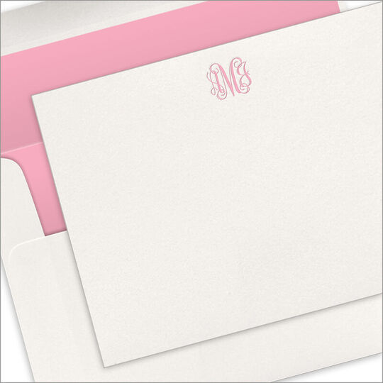 Script Monogram Flat Note Cards - Letterpress